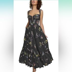 Black Floral Tulle Cocktail Homecoming Wedding Party Dress - NEW - Large 10 - 12